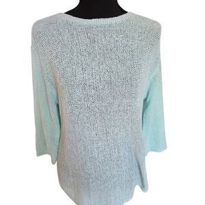 Chicos Womens Aqua Light Knit Sleeve Pullover Sweater Small